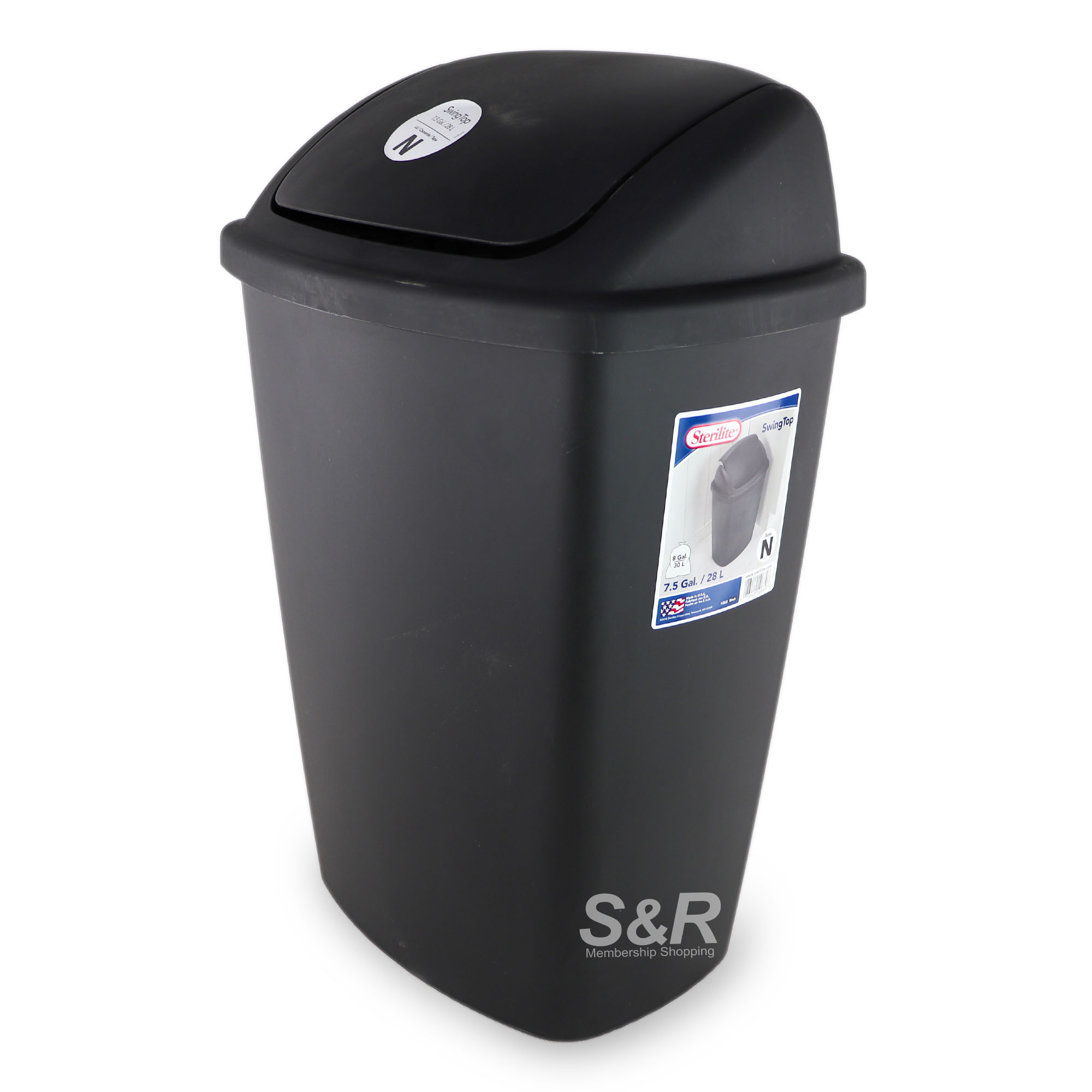Sterilite 28L capacity SwingTop Black Trash Can 1pc Sterilite 28L capacity SwingTop Black Trash Can 1pc
